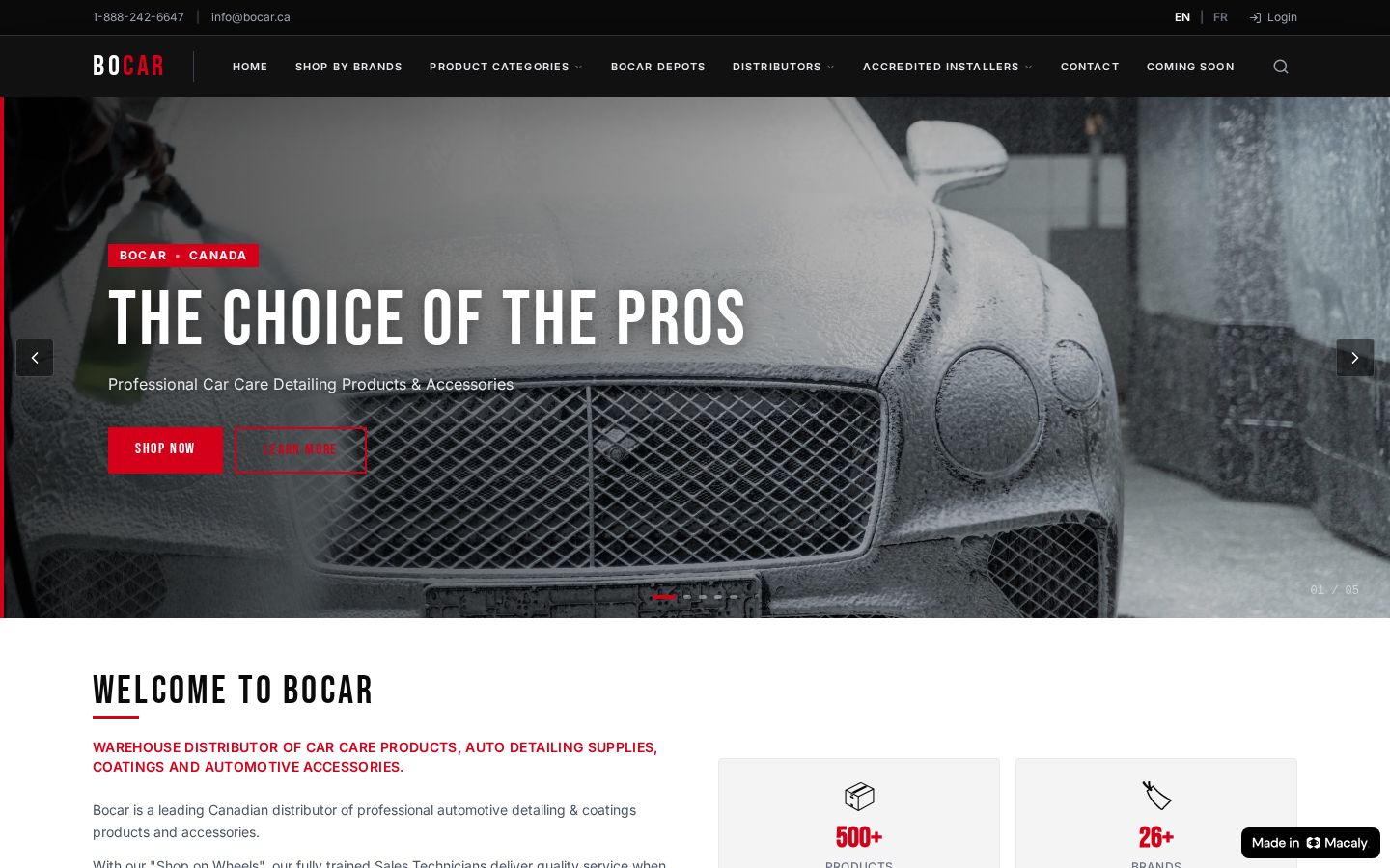 Bocar website designed and developed by SiteWell